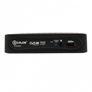 Приставка для цифрового ТВ D-COLOR DC930HD, FullHD, DVB-T2, HDMI, RCA, USB, черная