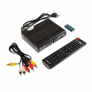 Приставка для цифрового ТВ D-COLOR DC902HD, FullHD, DVB-T2, HDMI, RCA, USB, черная