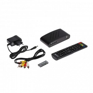 Приставка для цифрового ТВ Digifors HD 72, FullHD, DVB-T2/C, дисплей, HDMI, RCA, USB, черная