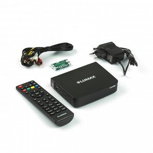 Приставка для цифрового ТВ Lumax DV2104HD, FullHD, DVB-T2, дисплей, HDMI, RCA, USB, черная
