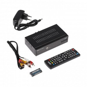 Приставка для цифрового ТВ "Эфир" HD-600RU, FullHD, DVB-T2, дисплей, HDMI, RCA, USB, черная