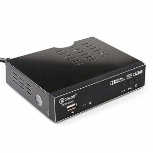 Приставка для цифрового ТВ D-COLOR DC1501HD, FullHD, DVB-T2, дисплей, HDMI, RCA, USB, черная