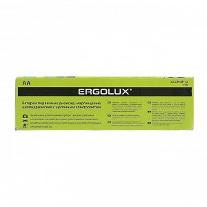 Батарейка алкалиновая Ergolux, AA, LR6-12BOX (LR6 BP-12), 1.5В, набор 12 шт.