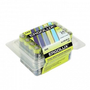 Батарейка алкалиновая Ergolux, AAA, LR03-24BOX (LR03 BP-24), 1.5В, набор 24 шт.