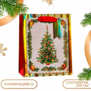 Пакет подарочный новогодний ламинированный «Новогодняя красавица », люкс 18x22.3x10 см Новый год