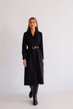 Платье-рубашка с английским воротником чёрное