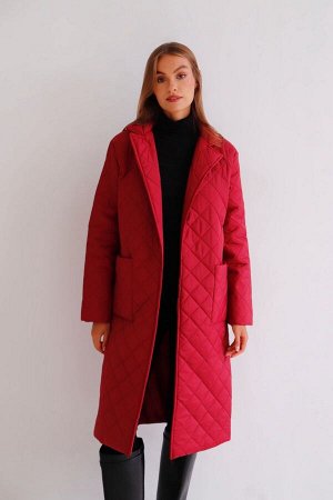 8507 Пальто стёганое ягодное (остаток: 46)