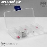Подставки для украшений с крышкой QF «Дорожная» антиокислительная 10 мест, 12.8x6.5x2.1 см, прозрачная