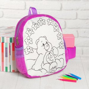 Рюкзак с рисунком под роспись "Мишка" + фломастеры 5 цветов, цвета МИКС