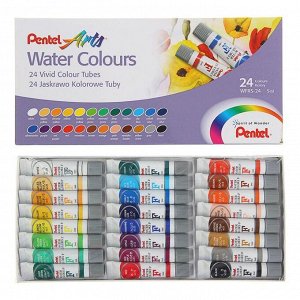 Акварель художественная набор в тубе 24 цвета по 5мл Pentel Water Colours