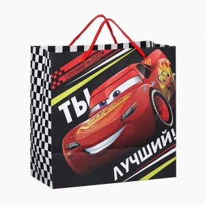 Пакет подарочный крафт «Ты лучший!», 22x22x11 см, Тачки
