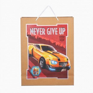 Пакет подарочный крафт Happy Birthday, 40x31x11.5 см, Трансформеры
