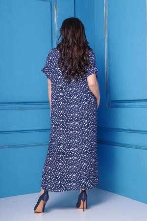 Платье Платье Anastasia 261 темно-синее 
Состав ткани: Вискоза-65%; ПЭ-32%; Спандекс-3%; 
Рост: 164 см.

Платье женское, из текстильной ткани (шифон), на темной основе белые звезды. Платье прямого си