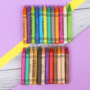 Восковые карандаши, набор 24 цвета, высота 1 шт - 8 см, диаметр 0,8 см