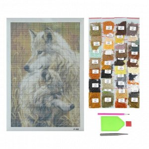 Алмазная мозаика «Волчья пара» 30 - 40, 40 цветов