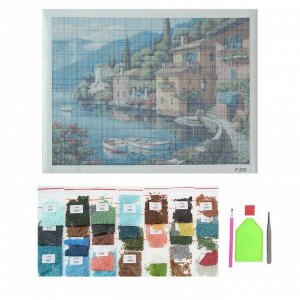 Алмазная мозаика «Домики у моря» 40 - 30 см, 33 цвета