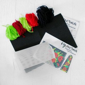 Вышивка крестиком на сумочке "Маки", 5 цветов нити