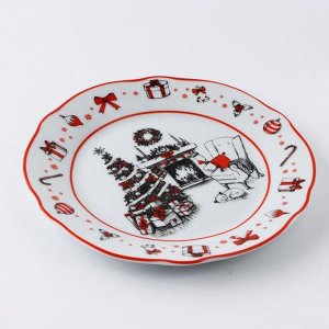 Тарелка плоская новогодняя «Зимний уют», d=19 см