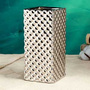 Керамическая ваза для цветов, сухоцветов «Кристи», настольная, 9x9x20 см, серебро