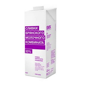 Сливки БМК 33% 1000мл (1/12) ультрапастеризованные