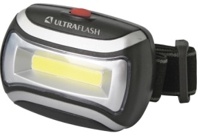 Фонарь налобный черн. 3 Вт COB LED, 3 реж, пласт, пакет)