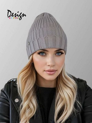 Вязаная шапка с подворотом Дэми(т.сер.)