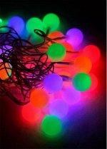 КОСМОС Светодиодная гирлянда 30 LED, шарики мультиколор, 1см, 4,5м.8 реж. KOC_GIR30LEDBALL_RGB