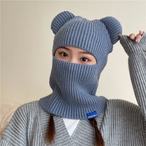 Балаклава с ушками, вязанная