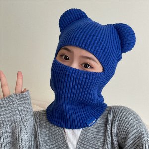 Балаклава с ушками, вязанная