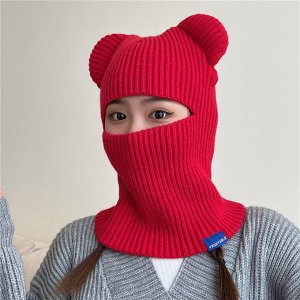 Балаклава с ушками, вязанная