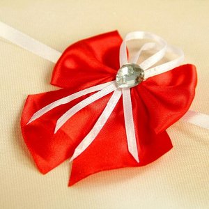 Бант-бабочка свадебный для декора, атласный, 2 шт, красный