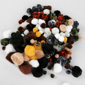 Набор текстильных деталей для декора «Бомбошки животные» 300 шт., 5 размеров, цвета МИКС