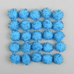 Набор текстильных деталей для декора «Бомбошки» 25 шт. набор, размер 1 шт. 2 см, цвет голубой