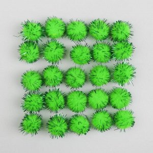 Набор текстильных деталей для декора «Бомбошки» 25 шт. набор, размер 1 шт. 2 см, цвет зелёный