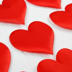 Сердечки декоративные, набор 12 шт., размер 1 шт: 6,5x5 см, цвет красный
