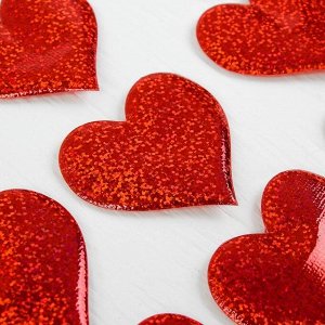 Сердечки декоративные, набор 12 шт., размер 1 шт: 6,5x6 см, цвет красный