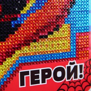 Алмазная мозаика для детей "Вперед, герой" Человек-паук, 20 х 25