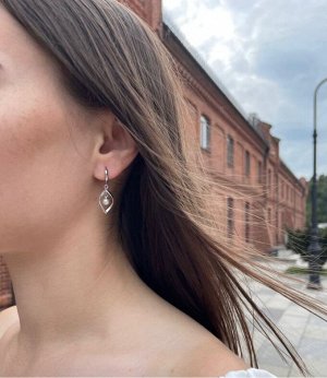 Серьги-конго с жемчугом покрытые серебром