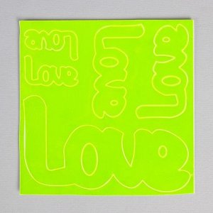 Светоотражающая наклейка "Любовь", 14*14см, 5шт на листе, цвет МИКС