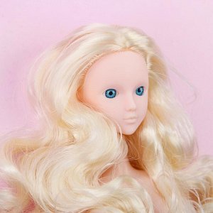 Голова для изготовления куклы, волосы «Кудри» блондинка, цвет глаз: голубой