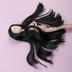 Голова для изготовления куклы, форма лица - круг, волосы «Прямые» брюнетка