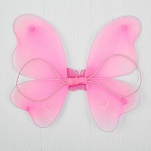 Миниатюра кукольная - крылья на резинке «Бабочка», цвет розовый