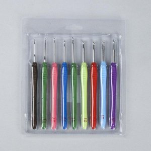 Набор крючков для вязания, d = 2-6 мм, 16 см, 9 шт, цвет МИКС