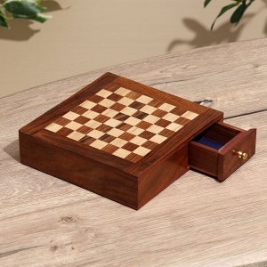 Шахматы нескладные с выдвижными ящичками, доска 20x20 см, дерево шишам