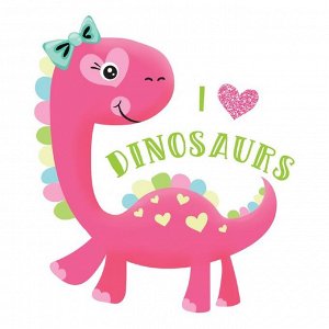 Термонаклейка для декорирования текстильных изделий детская I love dinosaurs, 14 х 14 см