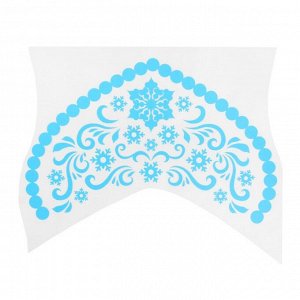 Термонаклейка на кокошник "Снежинки с завитками", синяя с серебром