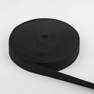 Лента эластичная, 35 мм, 25 ± 1 м, цвет чёрный