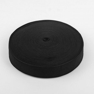 Лента эластичная, 35 мм, 25 ± 1 м, цвет чёрный