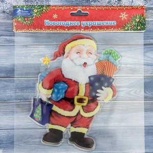 Наклейка на стекло "Дед Мороз с подарочками" 13,5х17,5 см