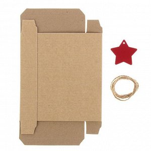 Коробки крафт из рифленого картона 20 х 14,5 х 4 см, с декором, звезда